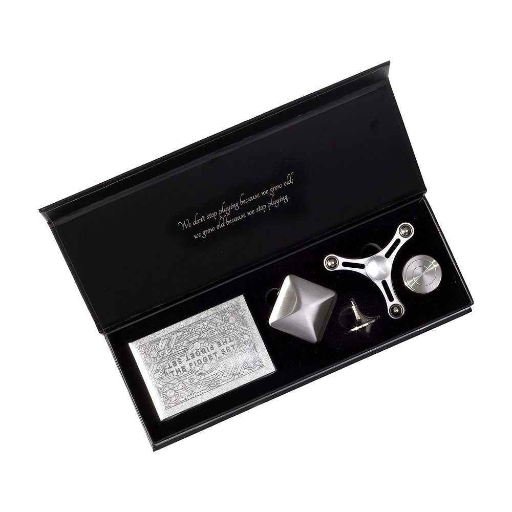 The Fidget Set Classic Edition Metal Fidget Toys for Adults with Anxiety, ADHD Tools for Adults | Office Desktop Gifts for Him