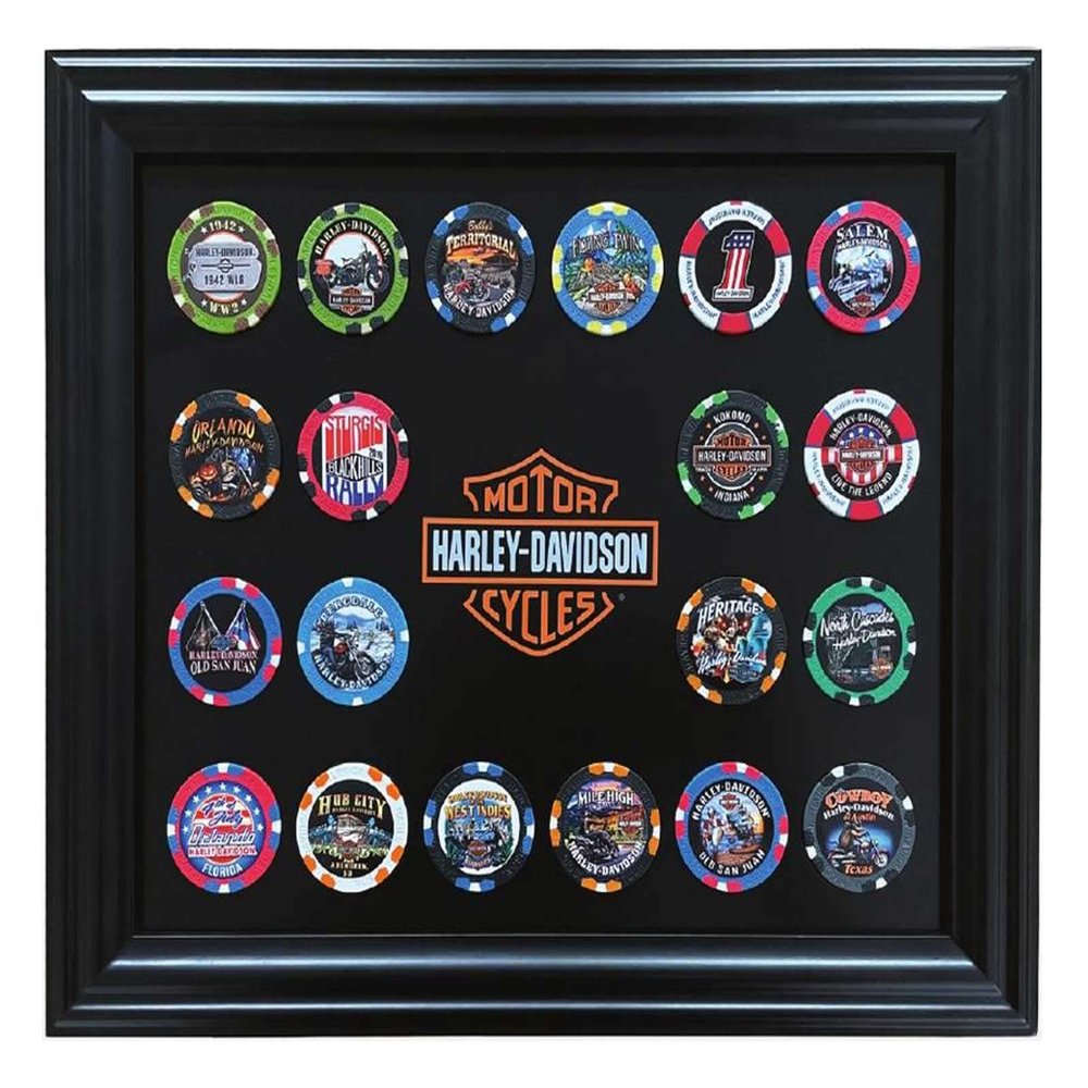 Harley-Davidson Classic Bar & Shield Magnetic Poker Chip Frame - Holds 20 Chips