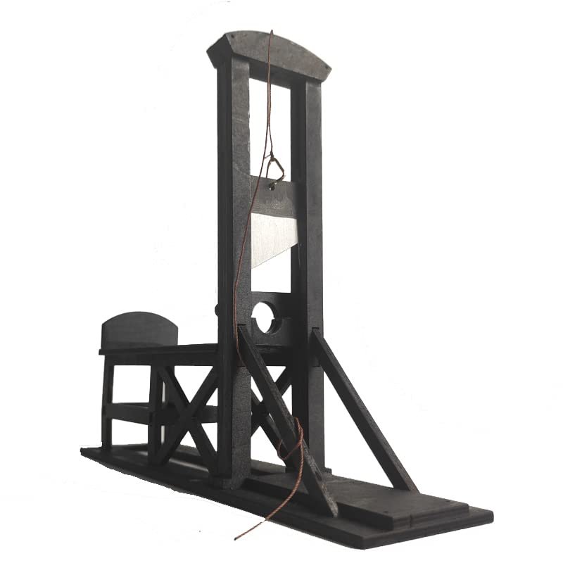 1/18 Handmade Ancient Wooden Model Medieval Mini French Guillotine Pillory Prison cage Coffinfor Creative Props Decoration Scene Halloween Decorations (Guillotine A)