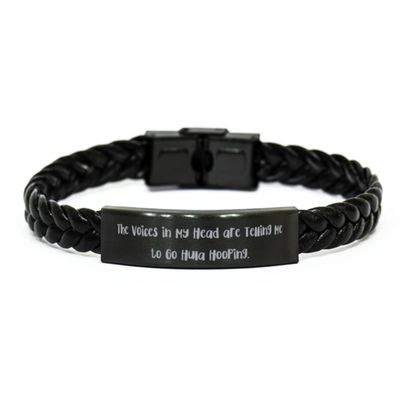 amangny Hula Hooping for Friends, The Voices in My Head are Telling Me to Go Hula., Motivational Hula Hooping Braided Leather Bracelet, from