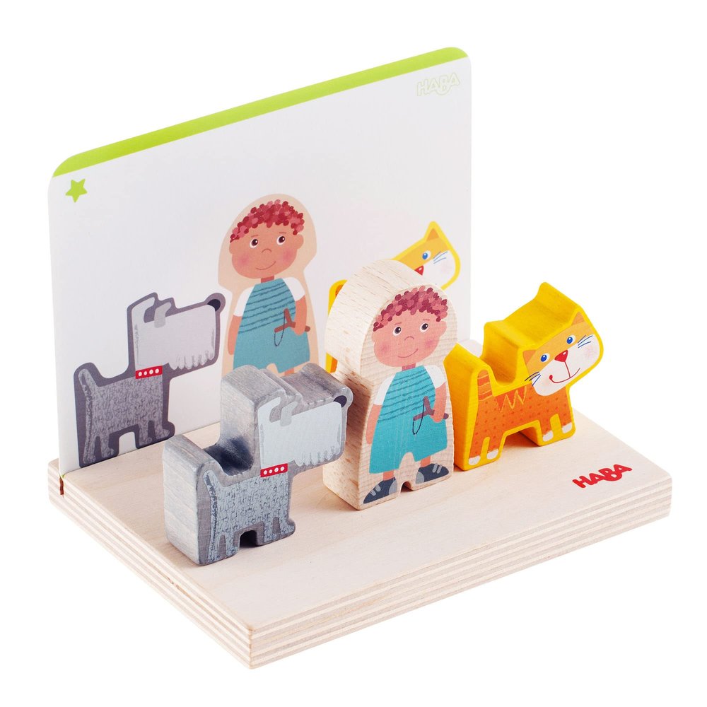 HABA Wooden Stacking Toy for Toddlers, On The Farm Educational STEM Blocks for 2+ Year Old, Montessori Learning Toys Made in Germany, Toddler Building Blocks Set with 5 Template Cards for Ages 2-4