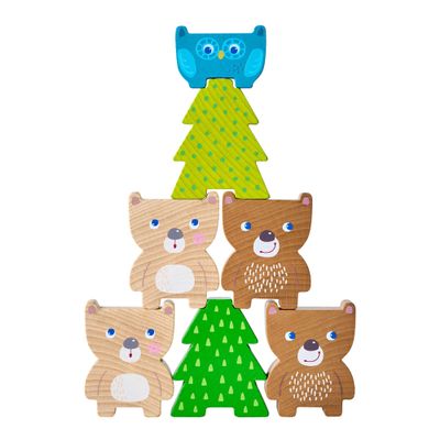 HABA Forest Friends Wooden Stacking Toy Montessori Sorting Game & Shape Sorter for Toddlers Educational Wooden Blocks for Preschool Learning Stacking Toys for Toddlers 2+, Made in Germany