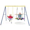 Costzon 660lbs Metal Swing Sets for Backyard, Heavy Duty Swing Set with 2 Seats, Adjustable Ropes, Ground Stakes, Swingset Outdoor for Kids, Playground view 1