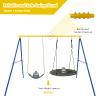 Costzon 660lbs Metal Swing Sets for Backyard, Heavy Duty Swing Set with 2 Seats, Adjustable Ropes, Ground Stakes, Swingset Outdoor for Kids, Playground view 4