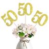 10-Pack Double Sided Glitter 50th Birthday Centerpiece Anniversary Centerpiece Sticks, Number 50 Table Topper Cake Topper for 50th Birthday Anniversary Table Party Decorations (Double Sided gold) view 1