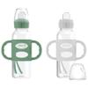 Dr. Brown's Milestones Narrow Sippy Spout Bottle with 100% Silicone Handles, Easy-Grip Handles with Soft Sippy Spout, 8oz/250mL, Green & Gray, 2-Pack, 6m+ view 1