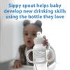 Dr. Brown's Milestones Narrow Sippy Spout Bottle with 100% Silicone Handles, Easy-Grip Handles with Soft Sippy Spout, 8oz/250mL, Green & Gray, 2-Pack, 6m+ view 2