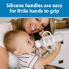 Dr. Brown's Milestones Narrow Sippy Spout Bottle with 100% Silicone Handles, Easy-Grip Handles with Soft Sippy Spout, 8oz/250mL, Green & Gray, 2-Pack, 6m+ view 3