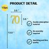 10-Pack Double Sided Glitter 70th Birthday Centerpiece Anniversary Centerpiece Sticks, Number 70 Table Topper Cake Topper for 70th Birthday Anniversary Table Party Decorations (Double Sided gold) view 2