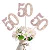 10-Pack Double Sided Glitter 50th Birthday Centerpiece Anniversary Centerpiece Sticks, Number 50 Table Topper Cake Topper for 50th Birthday Anniversary Table Party Decorations (Double Sided rose gold) view 1