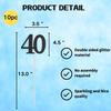 10-Pack Double Sided Glitter 40th Birthday Centerpiece Anniversary Centerpiece Sticks, Number 40 Table Topper Cake Topper for 40th Birthday Anniversary Table Party Decorations (Double Sided black) view 2