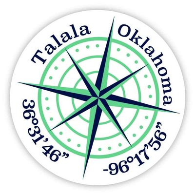 Talala Oklahoma 4-Inch Vinyl Decal Sticker Latitude Longitude Compass Design