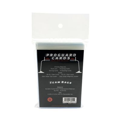 100 Team Bags for Team Sets, Fits up to 35 Cards | Suitable for Top Loaders & Magnetic Mold Holders up to 260pt