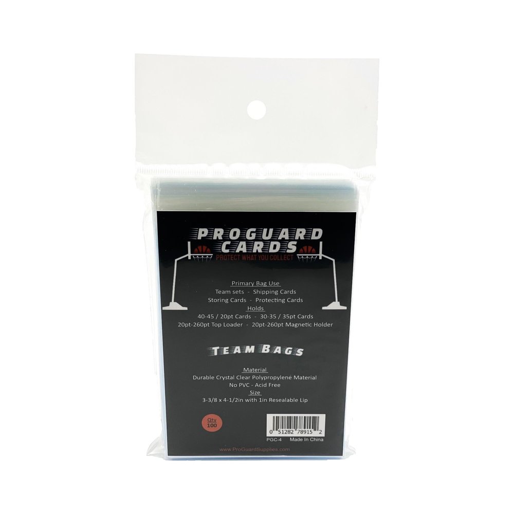 100 Team Bags for Team Sets, Fits up to 35 Cards | Suitable for Top Loaders & Magnetic Mold Holders up to 260pt