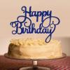 AHAORAY Happy Birthday Cake Topper - Blue Glitter Happy Birthday Cake Bunting Decor - Party Cake Decoration Supplies, for Photo Booth Props view 2