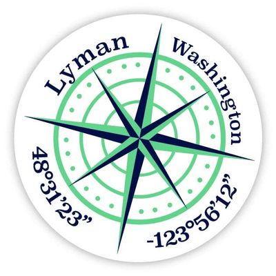 Lyman Washington 2-Inch Vinyl Decal Sticker Latitude Longitude Compass Design