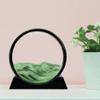 Aoderun Moving Sand Art Picture Round Glass 3D Deep Sea Sandscape in Motion Display Flowing Sand Frame Relaxing Desktop Home Office Work Decor (12", Green) view 2