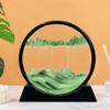 Aoderun Moving Sand Art Picture Round Glass 3D Deep Sea Sandscape in Motion Display Flowing Sand Frame Relaxing Desktop Home Office Work Decor (12", Green) view 3
