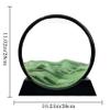 Aoderun Moving Sand Art Picture Round Glass 3D Deep Sea Sandscape in Motion Display Flowing Sand Frame Relaxing Desktop Home Office Work Decor (12", Green) view 4