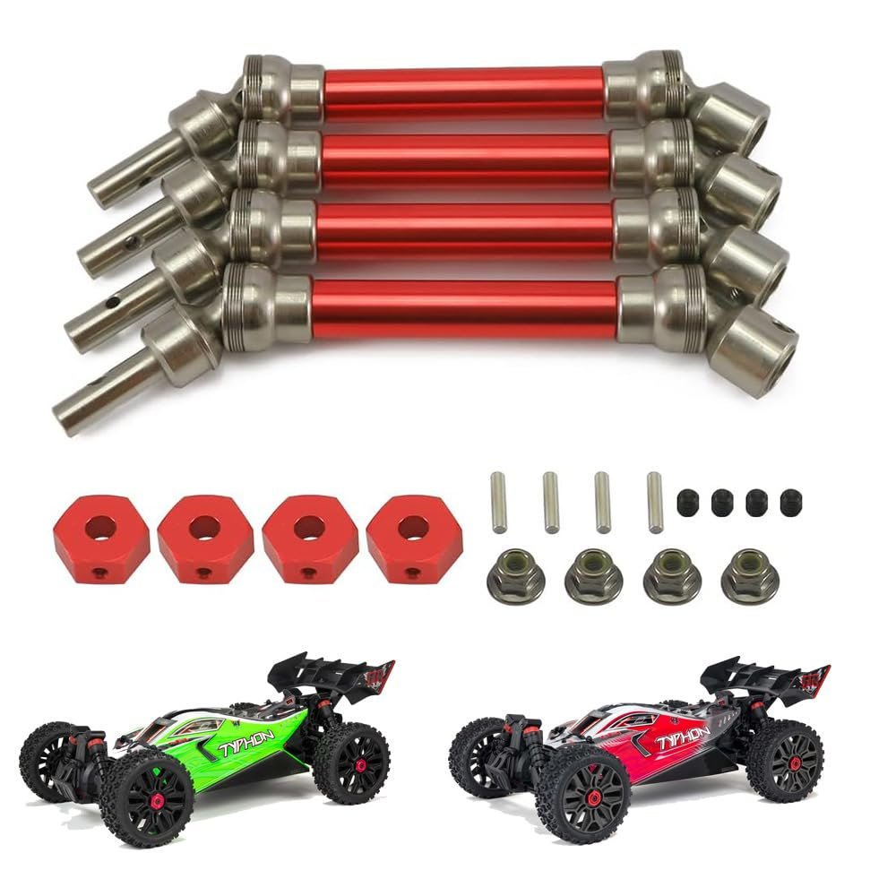 Slider Drive Shaft Front Rear Driveshaft ARA310905 for 1-8 ARRMA Typhon 3S BLX Typhon Mega550 Upgrade Parts (Red)