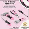 SHALL 26-Piece Kids Size Tool Set, Pink Real Tools for Kids with 12" Tool Bag, Safety Certified Children Learning Tool Kit with Hand Tools for Boys & Girls Age 6+, DIY Building, Woodwork, Construction view 2