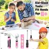 SHALL 26-Piece Kids Size Tool Set, Pink Real Tools for Kids with 12" Tool Bag, Safety Certified Children Learning Tool Kit with Hand Tools for Boys & Girls Age 6+, DIY Building, Woodwork, Construction view 3