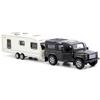 Toy Camper SUV Trailer Towing RV Motorhome Toys for Boys Diecast Truck Model Car Metal Pull Back Toy Cars Vehicle, Doors Open Light Sound, Outdoor Land Adventure Play Set, Kids Gifts view 1
