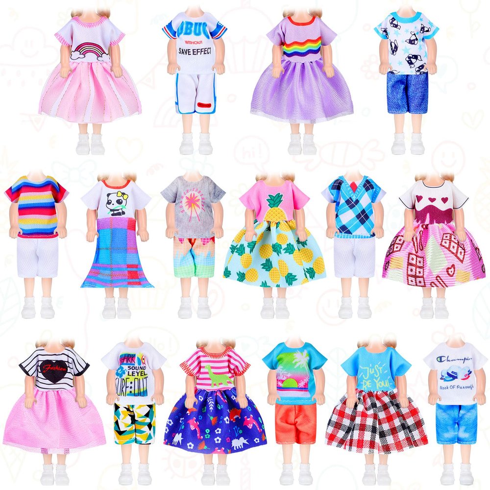 Hungdao 16 Pcs Girl Boy Doll Clothes Lovely Outfits Mini Doll Clothes 6 Inch Dolls Accessories for Kids Birthday Outfit(Boys and Girls)