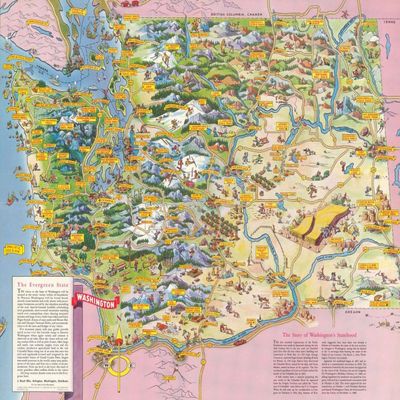 1000 Piece Jigsaw Puzzle | 1953 Tour Puzzle Map of Washington | Evergreen State