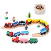 Joqutoys 31 PCS Wooden Train Cars - Magnetic Train Set Includes 15 Cars, 10 Bonus Connectors & Storage Bag, Wooden Train Set Toy Train for Kids Toddlers, Compatible with Major Brands Train Tracks Set view 1