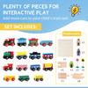 Joqutoys 31 PCS Wooden Train Cars - Magnetic Train Set Includes 15 Cars, 10 Bonus Connectors & Storage Bag, Wooden Train Set Toy Train for Kids Toddlers, Compatible with Major Brands Train Tracks Set view 2
