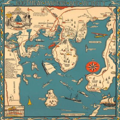 1000 Piece Jigsaw Puzzle | 1931 Maine Puzzle map | Boothbay Harbor and Vicinity | Linekin Bay, Ocean Point - Maine Puzzle