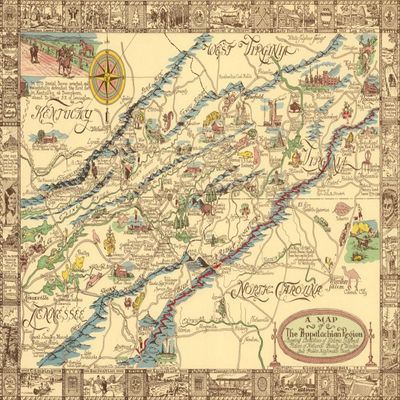 1000 Piece Jigsaw Puzzle map for Adults | 1950 Appalachian Region | Kentucky | West Virginia | North Carolina | Tennessee - Appalachian Trail - Virginia - Western Puzzles