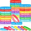 BBTO 48 Pieces Happy Birthday Rubber Bracelets Silicone Stretch Wristbands Colored Silicone Bracelets for Birthday Party Supplies(Vivid Style) view 1