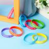 BBTO 48 Pieces Happy Birthday Rubber Bracelets Silicone Stretch Wristbands Colored Silicone Bracelets for Birthday Party Supplies(Vivid Style) view 4