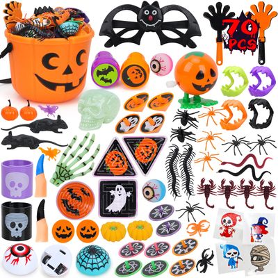 TOY Life Halloween Party Favors for Kids Halloween Toys in Bulk Halloween Prizes for Kids Halloween Pumpkin Buckets Goodie Bags Stuffers Fillers Non Candy Treat for Kid