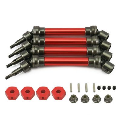 RCAWD Drive Shaft Set Front Rear 4pcs #45 Steel Driveshafts CVD Axle for ARRMA Big Rock V3 3S BLX 4x4 Upgrade Parts (Red)