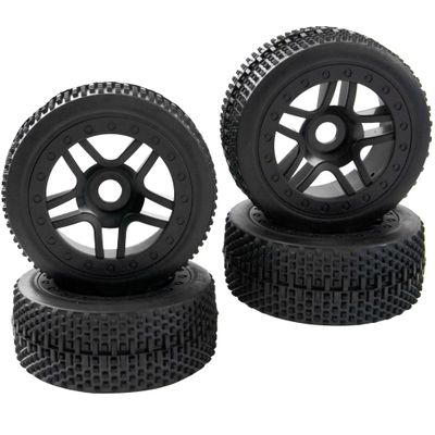 4Pcs ShareGoo OD 4.4'' 1/8 Buggy Tires,17mm Hex Hub Wheel Rims & Rubber Tires Set Compatible with Redcat Teamc Losi HPI Kyosho HSP Hobao Arrma 1/8 RC Off Road Buggy Car (Style 2)
