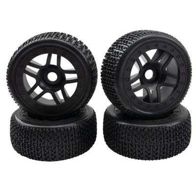 4Pcs ShareGoo OD 4.4'' 1/8 Buggy Tires,17mm Hex Hub Wheel Rims & Rubber Tires Set Compatible with Redcat Teamc Losi HPI Kyosho HSP Hobao Arrma 1/8 RC Off Road Buggy Car (Style 1)