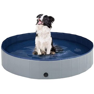 Foldable Dog Pool,Hard Plastic Dog Swimming Pools Collapsible Kiddie Pool, Portable Bath Tub for Kids Dogs and Cats,PVC Wading Pool, Pet Puppy Bathing Tub,63x12