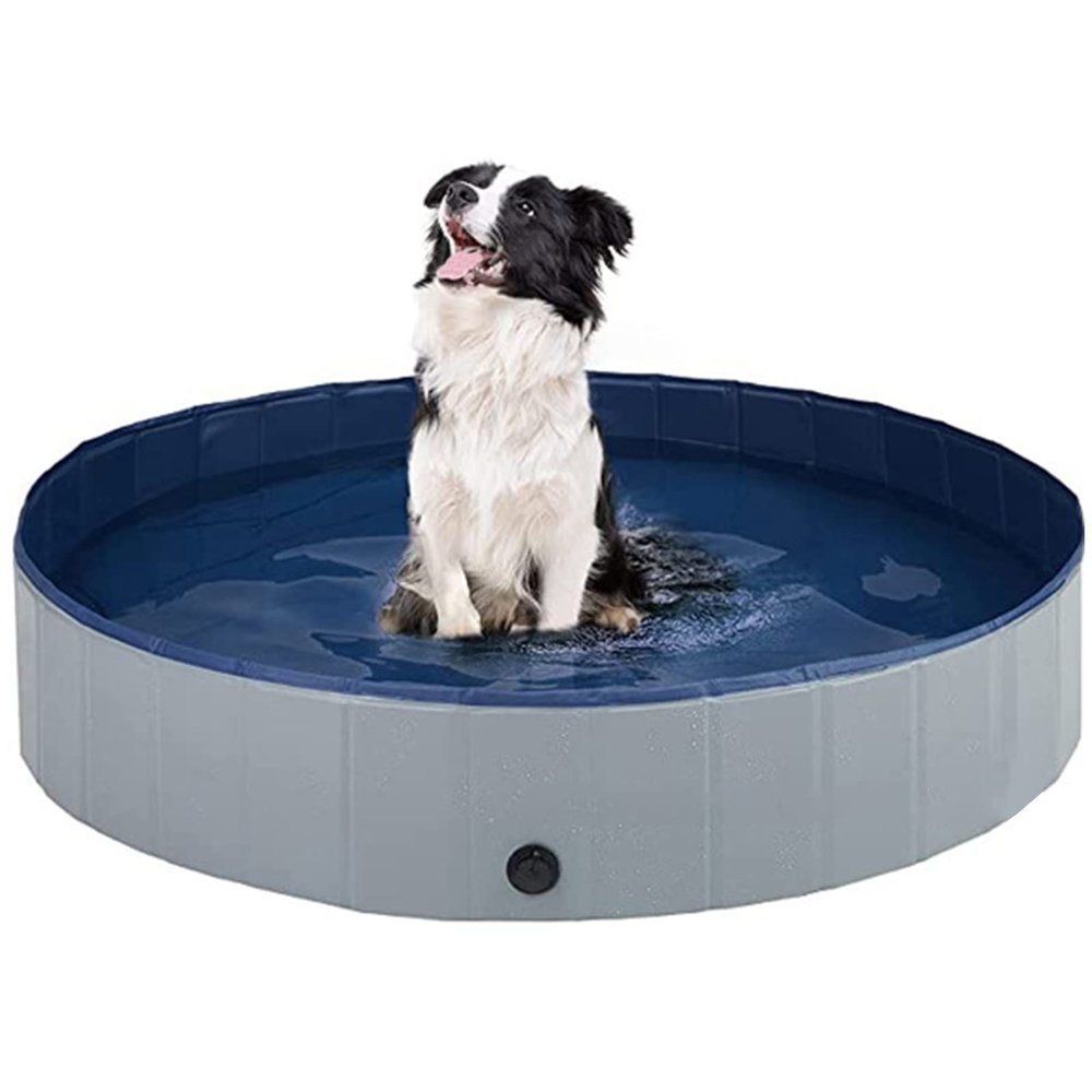 Foldable Dog Pool,Hard Plastic Dog Swimming Pools Collapsible Kiddie Pool, Portable Bath Tub for Kids Dogs and Cats,PVC Wading Pool, Pet Puppy Bathing Tub,63x12