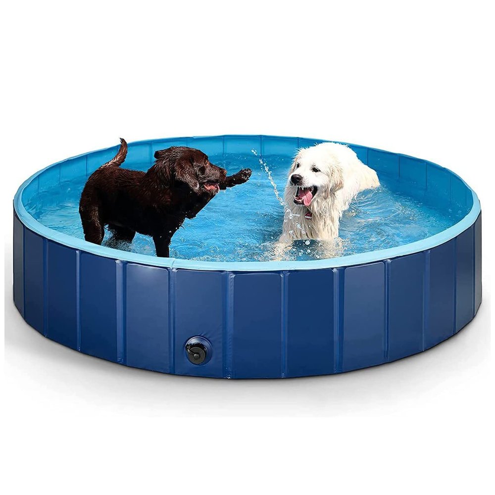 Dog Pool Foldable Kids Puppy Cats Paddling Pool Portable Plastic Dog Swimming Pool Pet Bathing Tube PVC Non-Slip Pet Bath Tub Collapsible Kiddie Pool for Garden Patio Bathroom,100x30cm