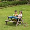 Gardenised Kids Picnic Play Table, Sandbox Table with Umbrella Hole and 2 Play Boxes with Removable Top, Gray (QI004476) view 2