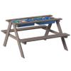 Gardenised Kids Picnic Play Table, Sandbox Table with Umbrella Hole and 2 Play Boxes with Removable Top, Gray (QI004476) view 3