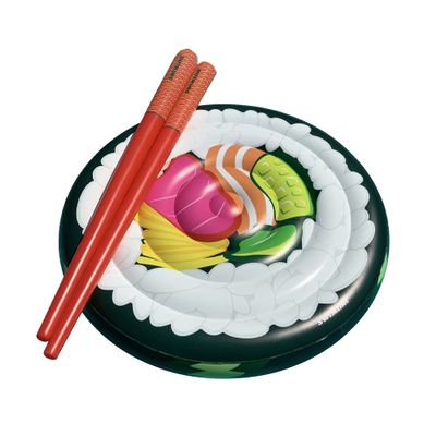 60" Inflatable Sushi Roll Island with Chopsticks Swimming Pool Float