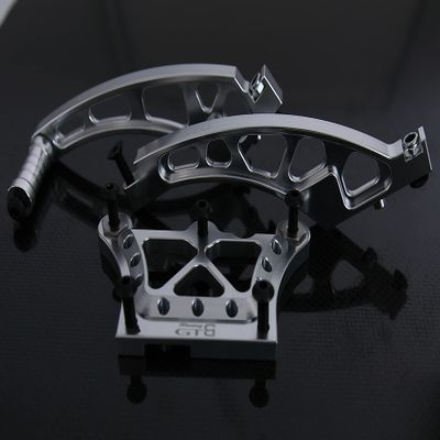GTBracing CNC Aluminum Front Top Chassis Plate, Front + Rear Chassis Brace Set for RC 1/5 Gasonline Car 1:5 LOSI DBXL V1.0 Silver (3pcs/Set)