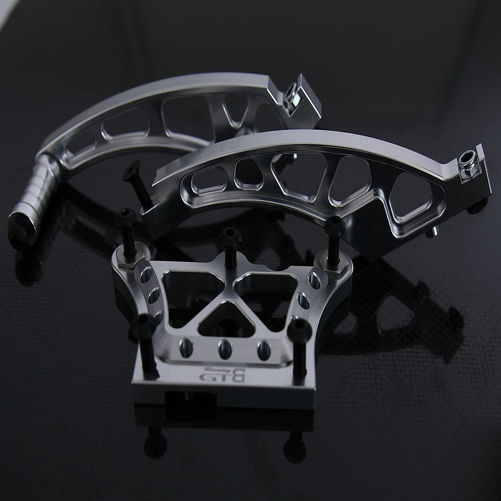 GTBracing CNC Aluminum Front Top Chassis Plate, Front + Rear Chassis Brace Set for RC 1/5 Gasonline Car 1:5 LOSI DBXL V1.0 Silver (3pcs/Set)