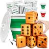 SWOOC Yardzee, Farkle & 20+ Games - Light-Weight Yard Dice Game Set (All Weather) with Collapsible Bucket, 5 Big Laminated Score Cards, and Marker (Choose 2.5in or 3.5in Dice) Yard Games view 1
