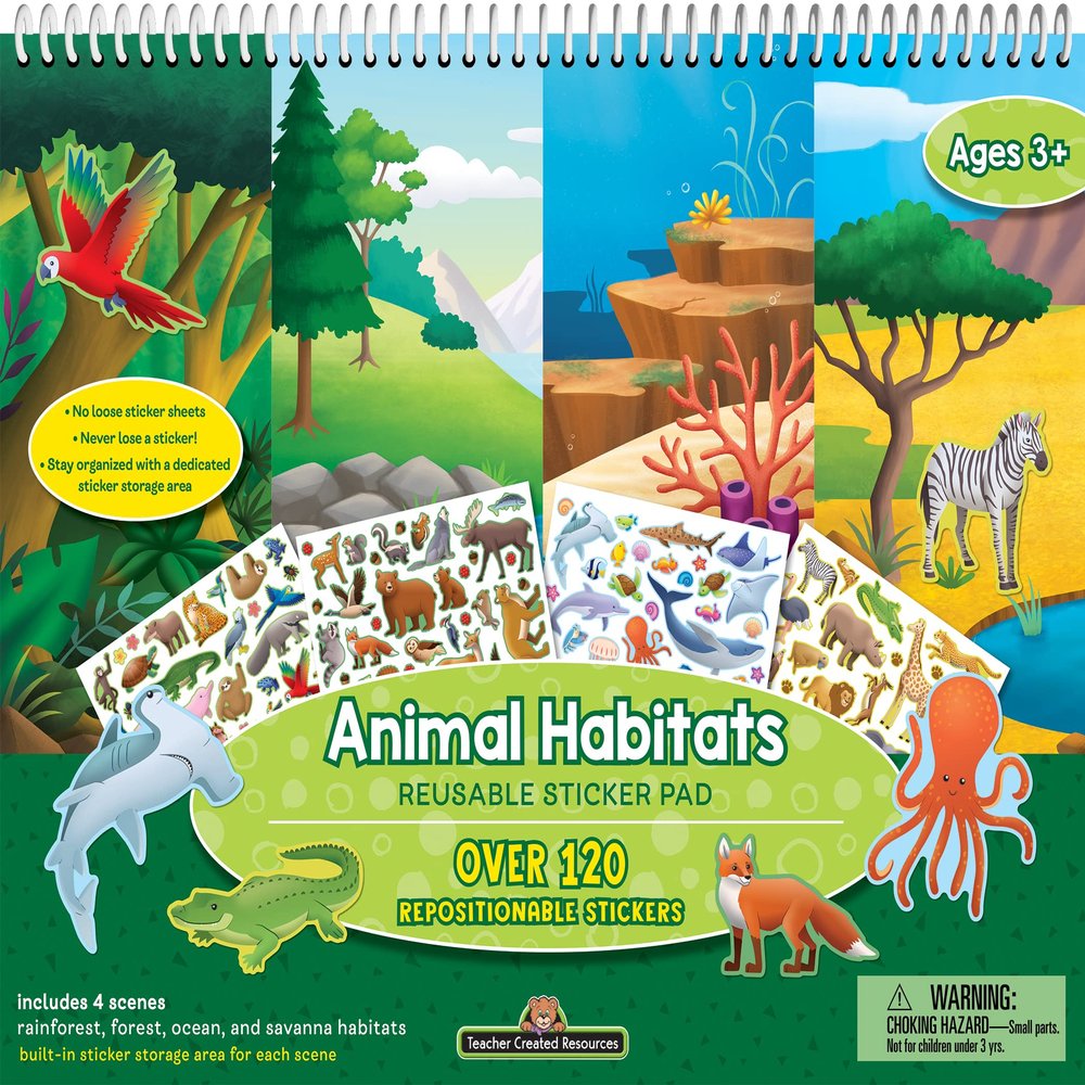 Teacher Created Resources Animal Habitats Reusable Sticker Pads