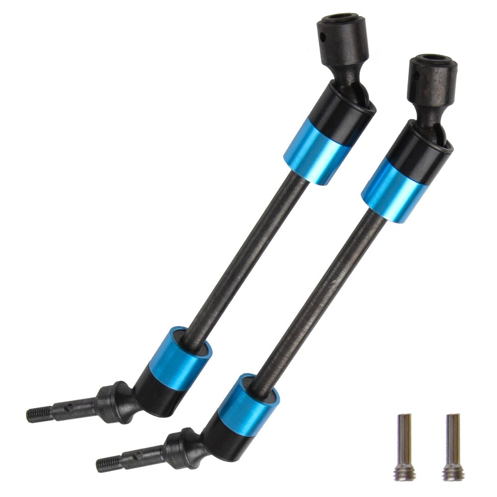 2Pcs ShareGoo Hard Steel RC Drive Shaft CVD Joint Driveshaft Axles Compatible with Traxxas 1/10 E-Revo E-Maxx T-Maxx 1/10 RC Car (Blue)